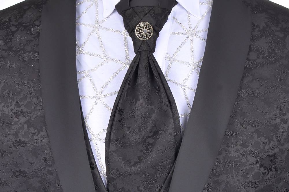 Baggi Abito Da Sposo Baggi Cerimonia Slim Fit Damascato