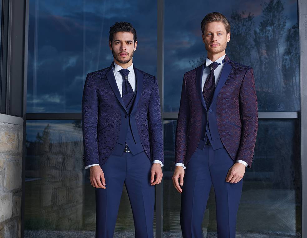 Baggi Abito da sposo baggi cerimonia slim fit damascato