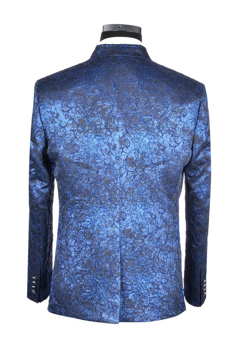 Baggi Abito Da Sposo Baggi Damascato Blu Marine Slim Fit