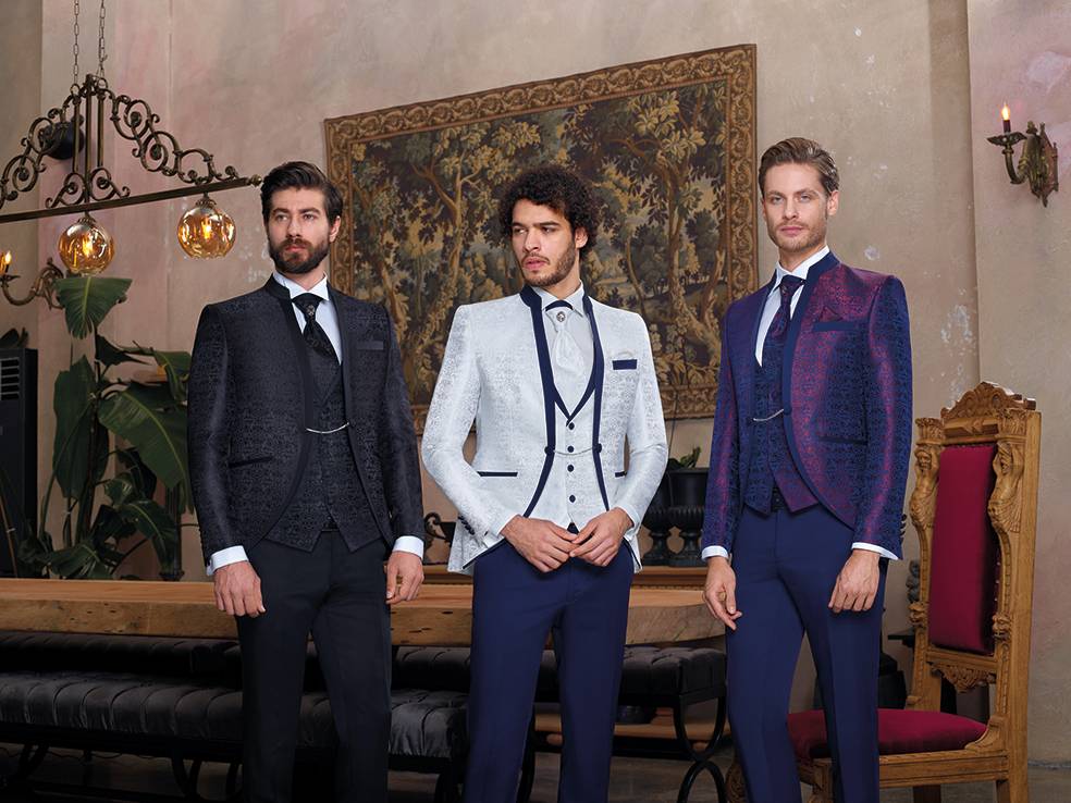 Baggi Abito Da Sposo Baggi Modello Coreano Damascato Slim Fit