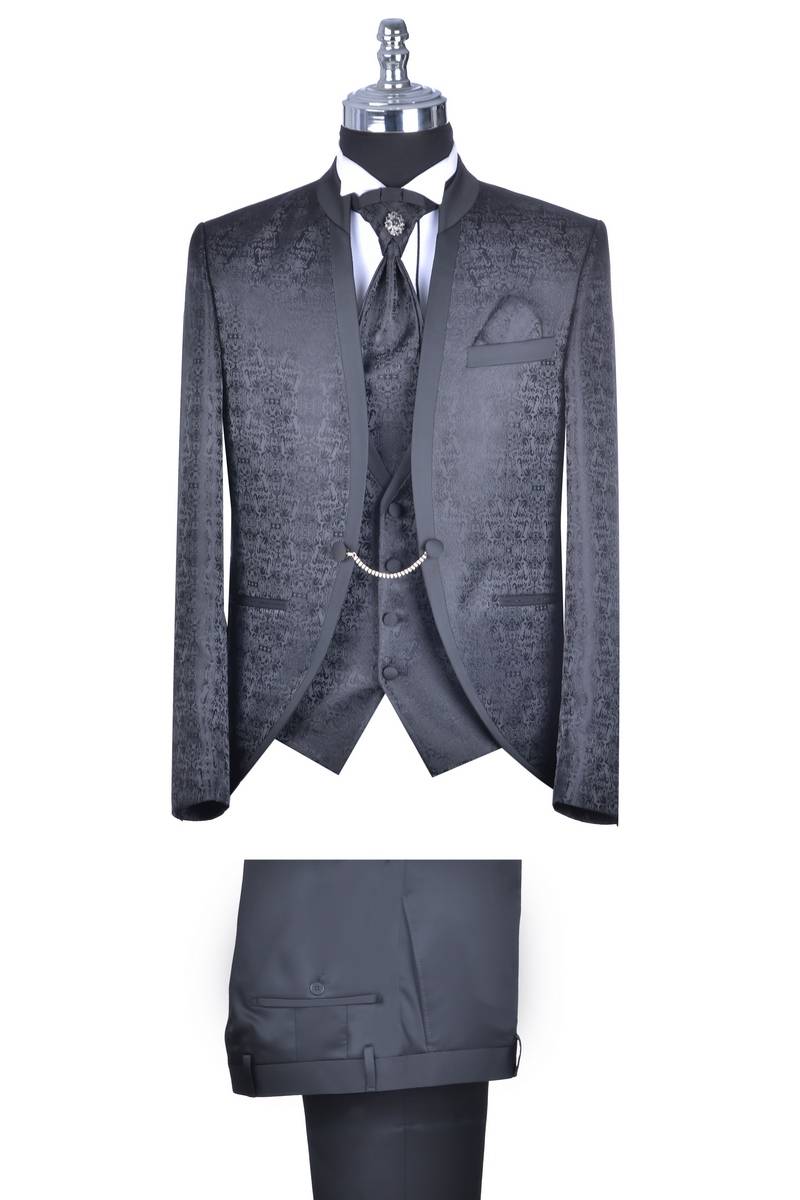 Baggi Abito Da Sposo Baggi Modello Coreano Damascato Slim Fit