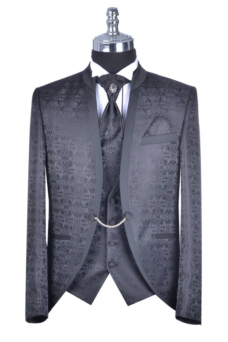 Baggi Abito Da Sposo Baggi Modello Coreano Damascato Slim Fit