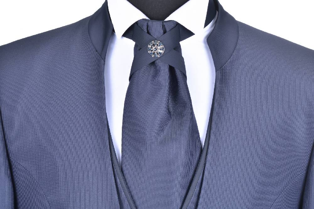 Baggi Abito Da Sposo Blu Alla Coreana Baggi Slim Fit