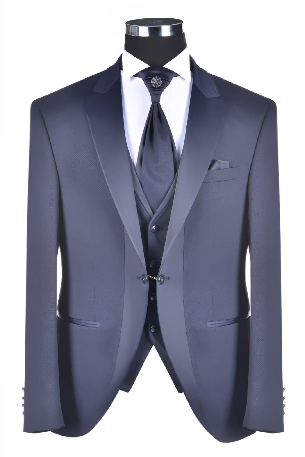 Baggi Abito Da Sposo Blu Slim Fit Baggi Con Petto A Lancia