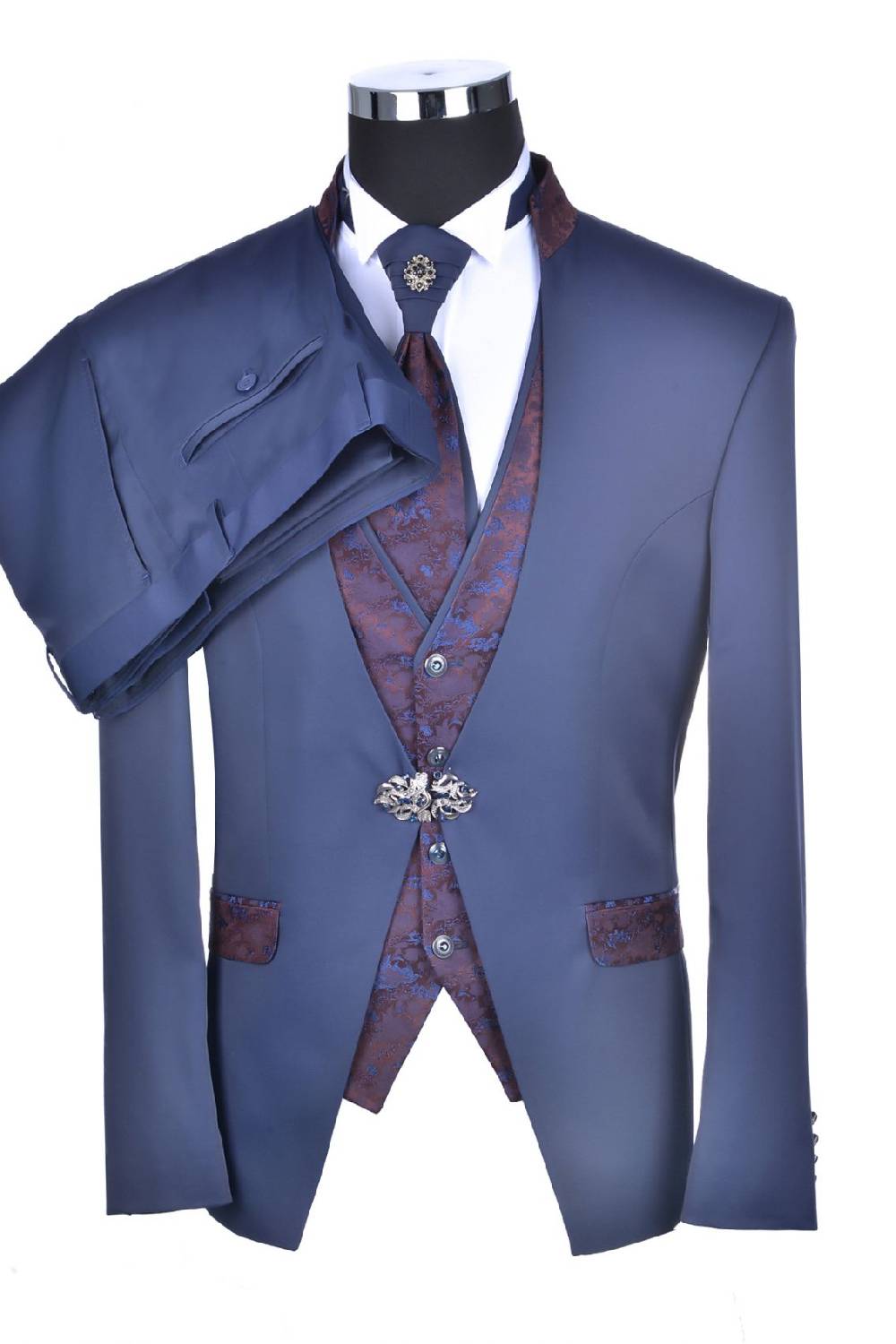 Baggi Abito Da Sposo Con Gilet E Cravatta Baggi Slim Fit