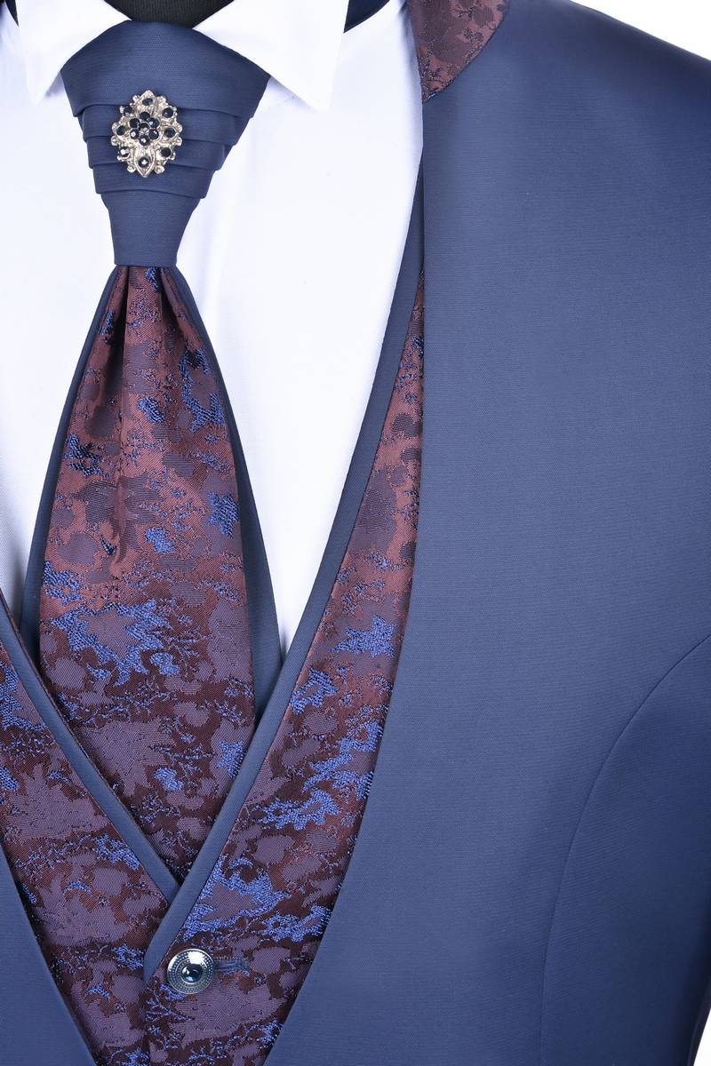 Baggi Abito Da Sposo Con Gilet E Cravatta Baggi Slim Fit