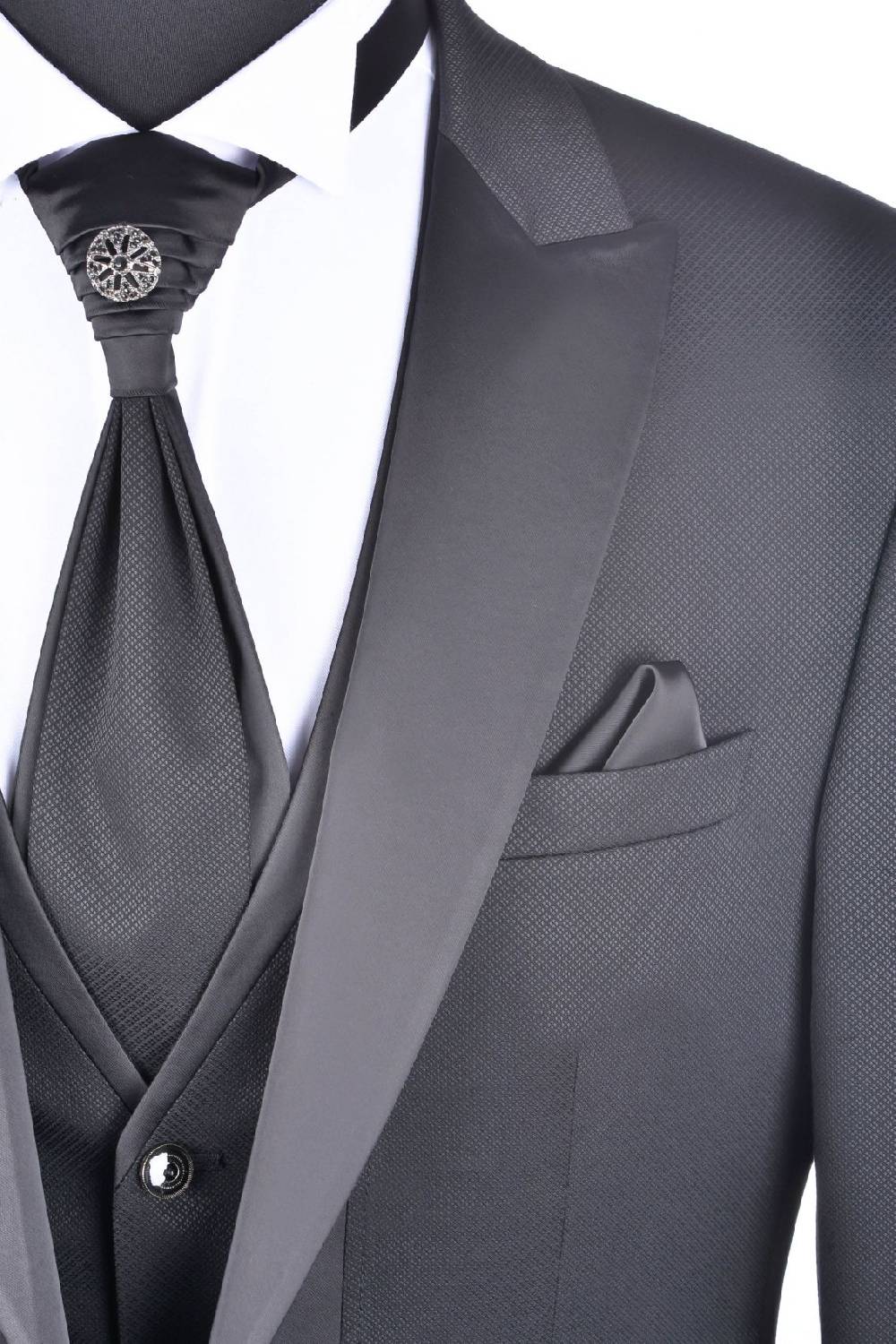 Baggi Abito Da Sposo Nero Slim Fit Baggi Con Petto A Lancia