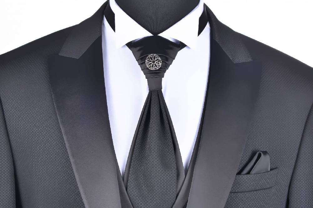 Baggi Abito Da Sposo Nero Slim Fit Baggi Con Petto A Lancia