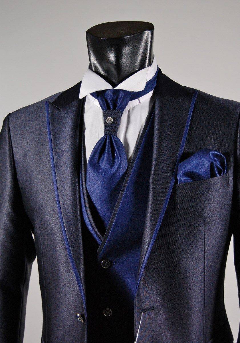 Musani Milano Cerimonia Abito Da Sposo Slim Fit Musani Cerimonia In Colore Blu E Nero