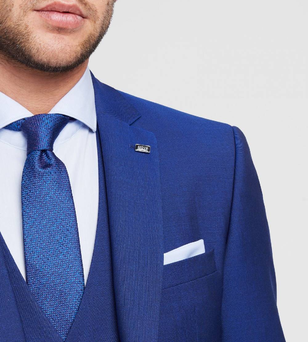 Digel Abito Digel Blu Royal Con Panciotto Slim Fit Lana Marzotto Super 100's