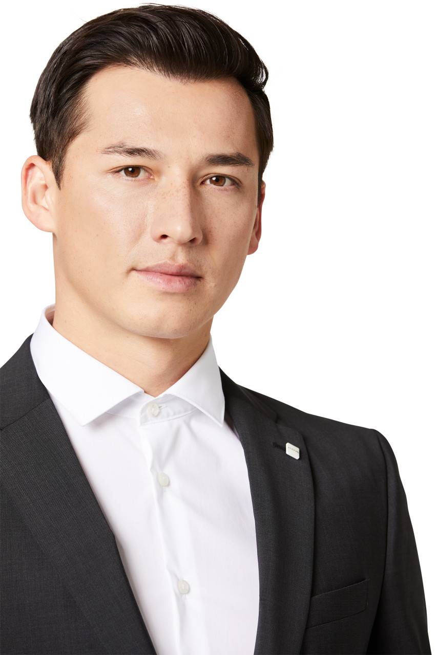 Digel Abito Digel Drop Quattro Corto Slim Fit Grigio Antracite Lana Marzotto Super 100's