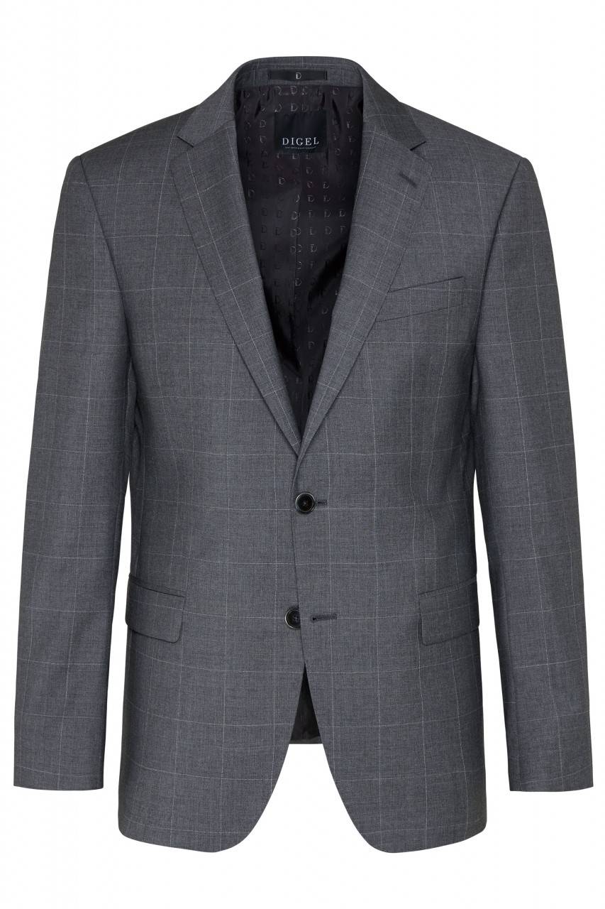 Digel Abito Digel Grigio A Quadri In Pura Lana Drop Sei Modern Fit