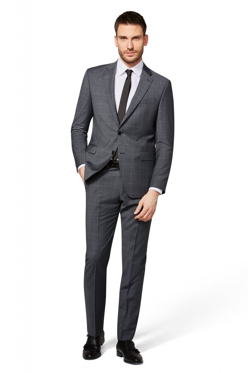 Digel Abito digel grigio a quadri in pura lana drop sei modern fit