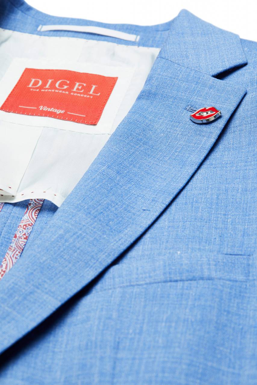 Digel Abito Digel Slim Fit Azzurro Sfoderato In Misto Lino