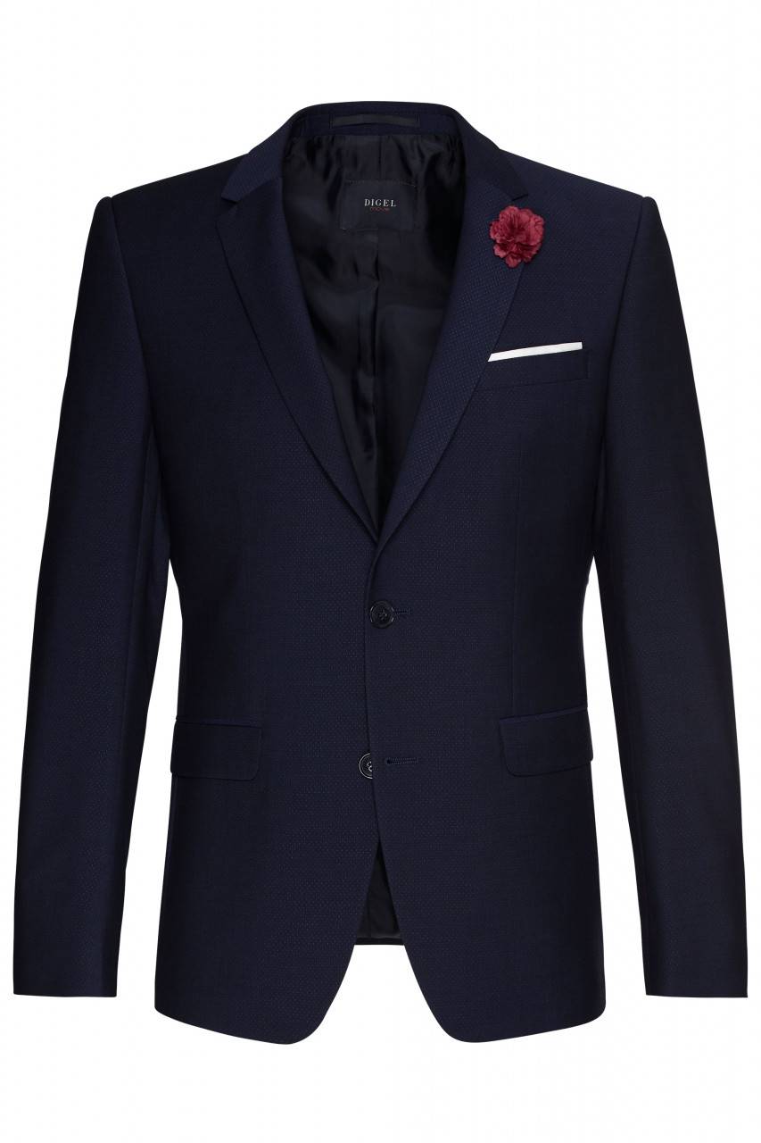 Digel Abito Digel Slim Fit Misto Poliestere Stretch Blu Micro Disegno Operato