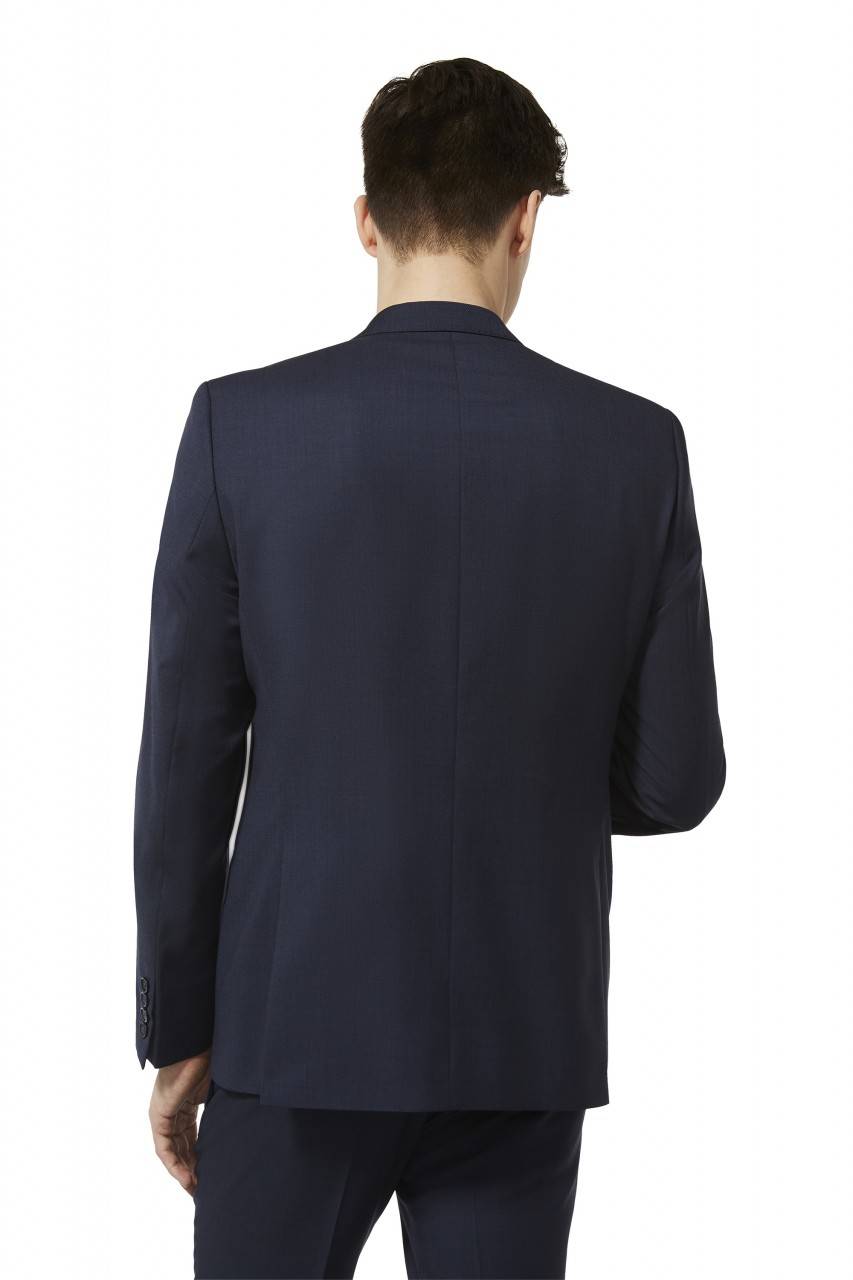 Digel Abito Drop Quattro Corto Slim Fit Digel Pura Lana Tollegno Super 120's Blu E Grigio