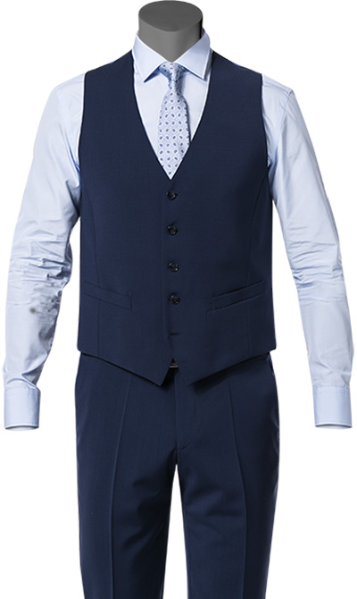 Digel Abito Elegante Digel Blu Navy Con Panciotto Pura Lana Marzotto Super 100's