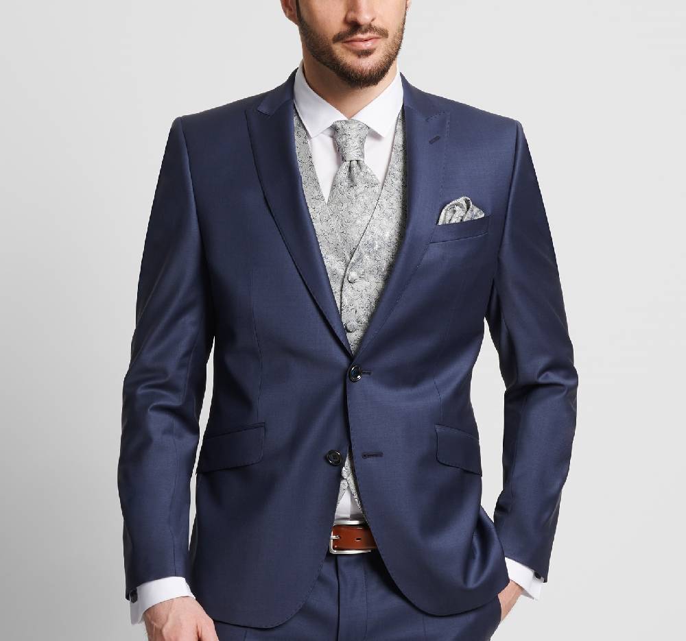 Digel Abito Elegante Digel Bluette Slim Fit Con Panciotto Damascato