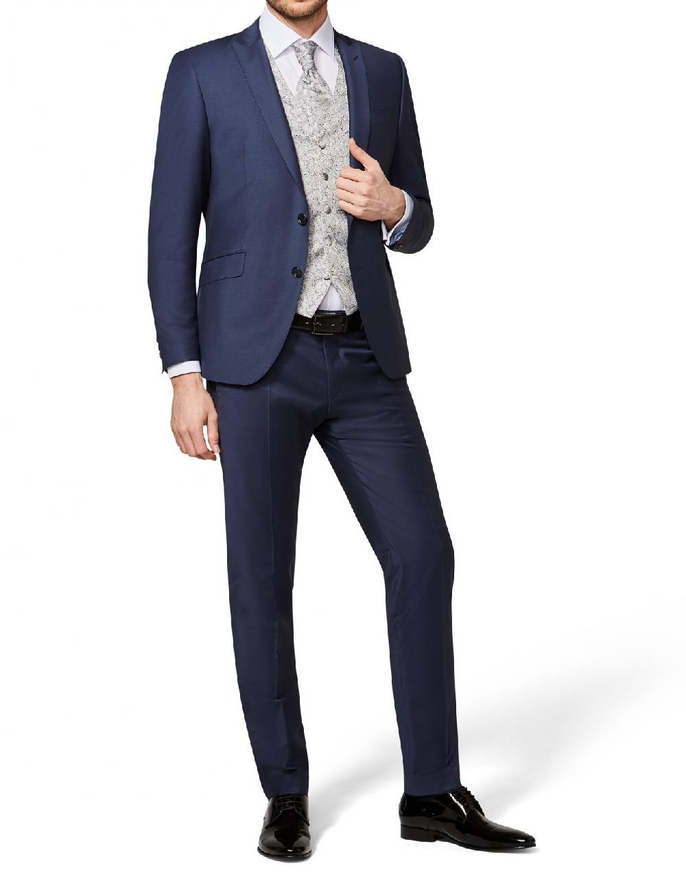 Digel Abito elegante digel bluette slim fit con panciotto damascato