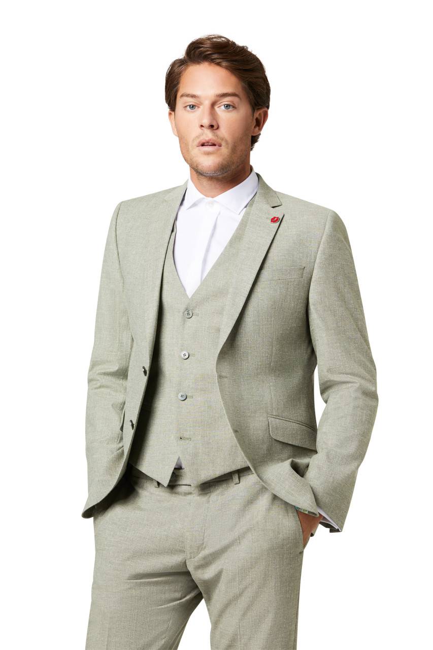 Digel Abito elegante verde chiaro digel slim fit con gilet Digel Abito elegante verde chiaro digel slim fit con gilet