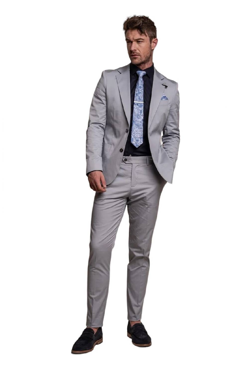 House of Cavani Abito grigio chiaro cavani in cotone stretch sfoderato