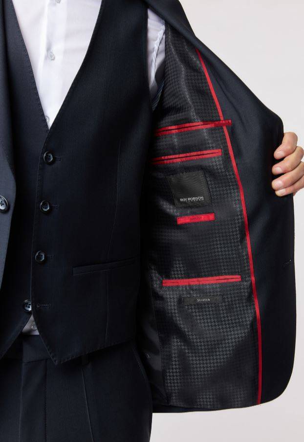 Roy Robson Abito In Lana Bi-stretch Blu Scuro Roy Robson Con Gilet