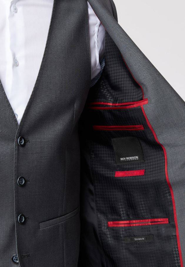 Roy Robson Abito In Lana Bi-stretch Grigio Medio Roy Robson Con Gilet