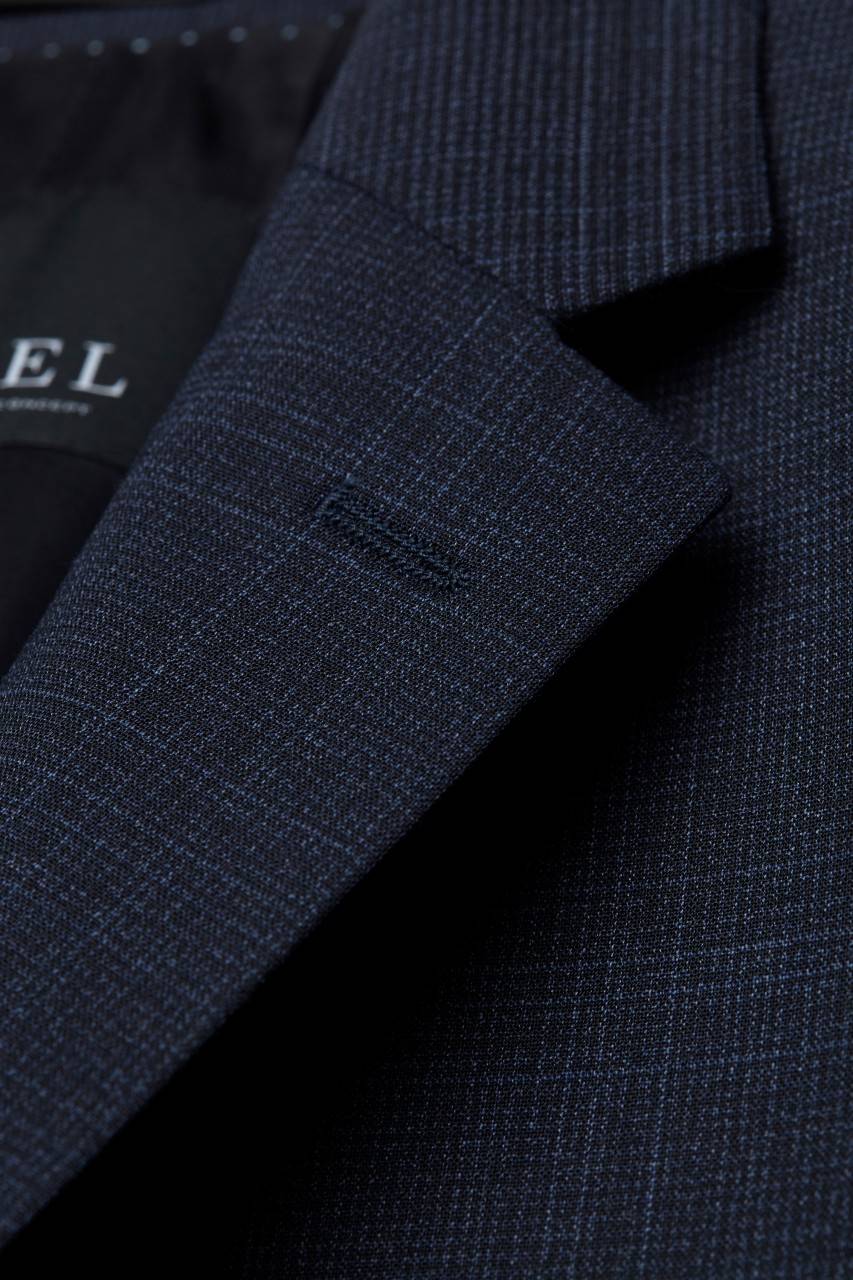 Digel Abito In Lana Stretch Digel Blu Fantasia Principe Di Galles Drop Sei Modern Fit