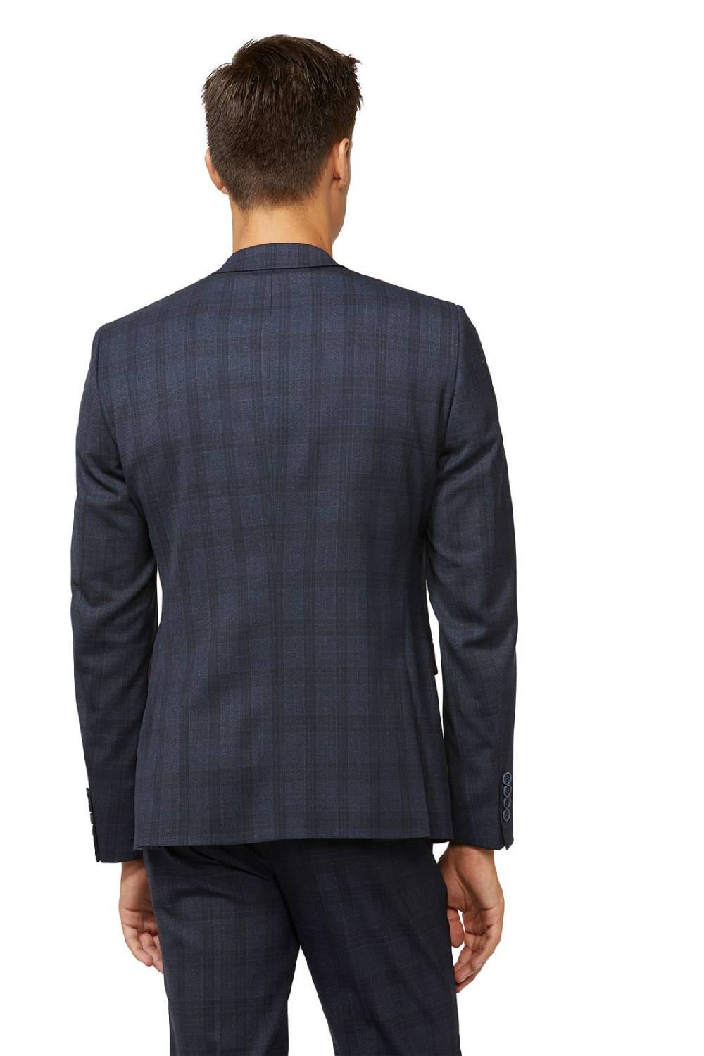 Digel Abito Moda Slim Fit Digel Blu A Quadri Con Panciotto