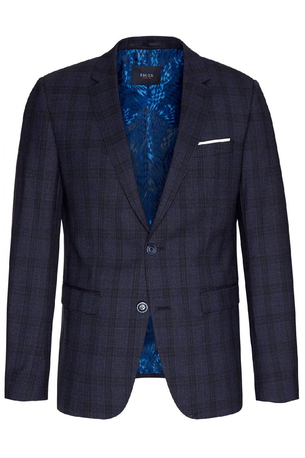 Digel Abito Moda Slim Fit Digel Blu A Quadri Con Panciotto