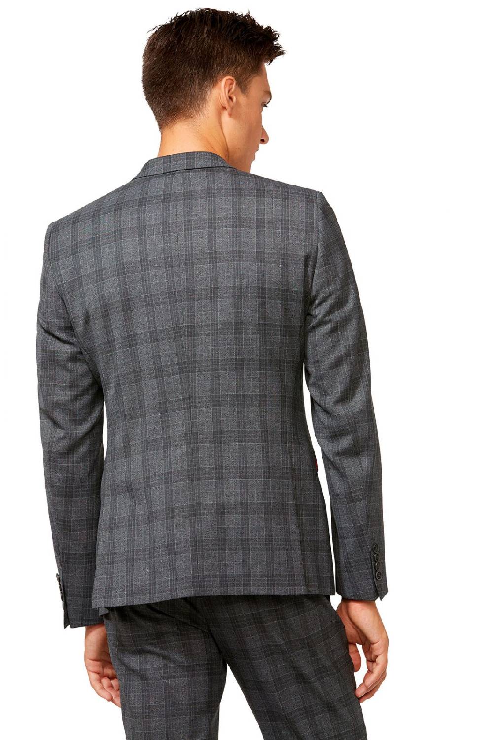 Digel Abito Moda Slim Fit Digel Grigio A Quadri Con Panciotto