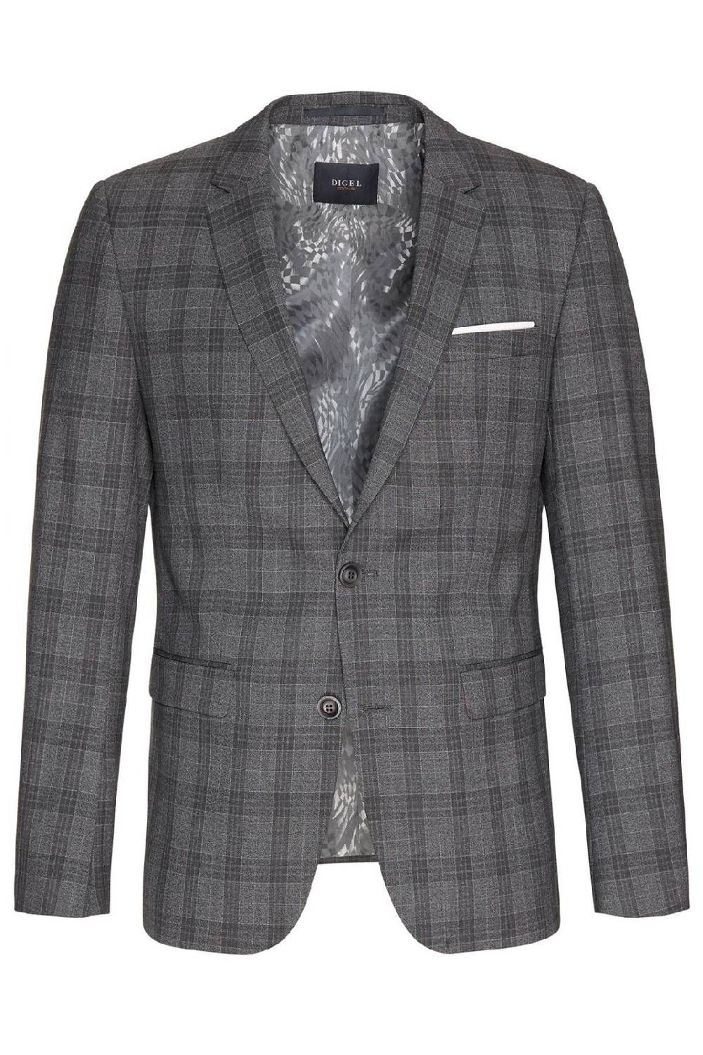 Digel Abito Moda Slim Fit Digel Grigio A Quadri Con Panciotto