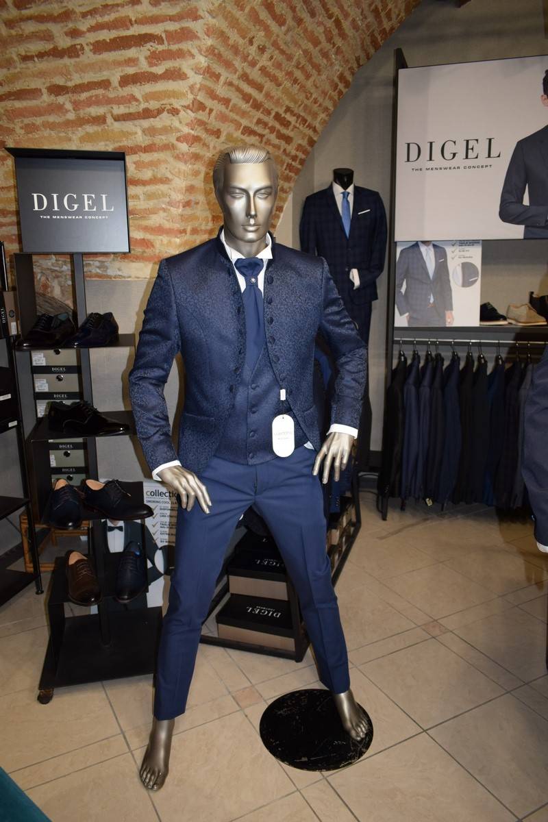 Musani Milano Cerimonia Abito Musani Blu Damascato Slim Fit