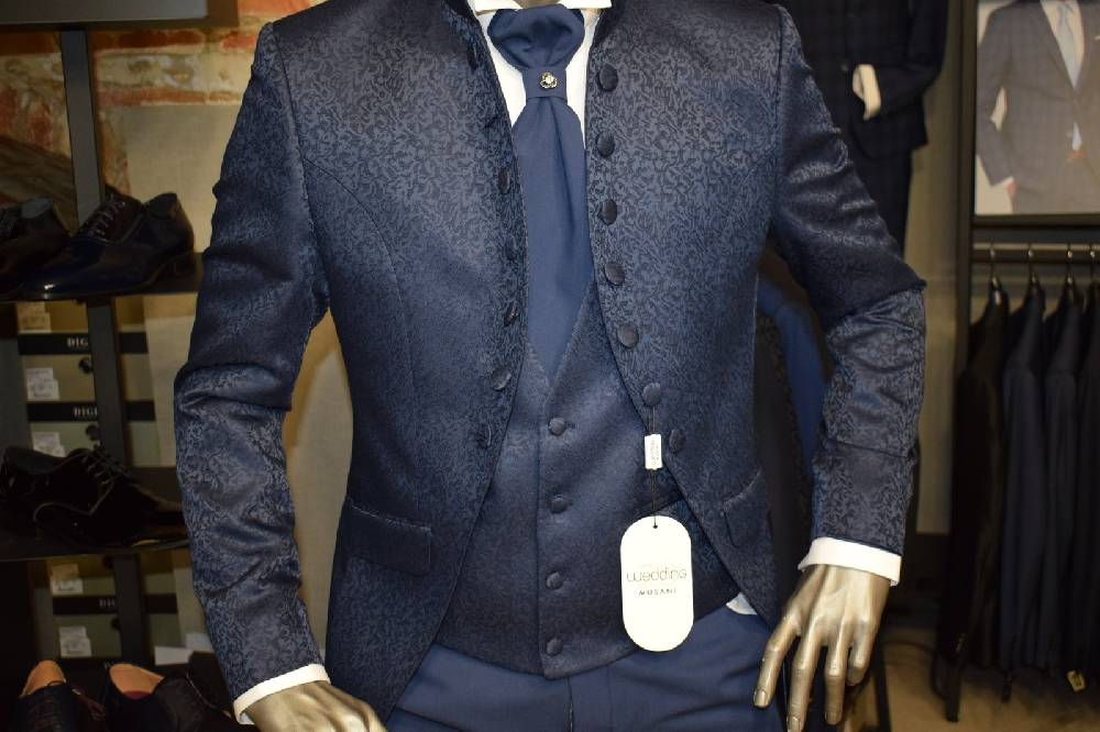 Musani Milano Cerimonia Abito Musani Blu Damascato Slim Fit