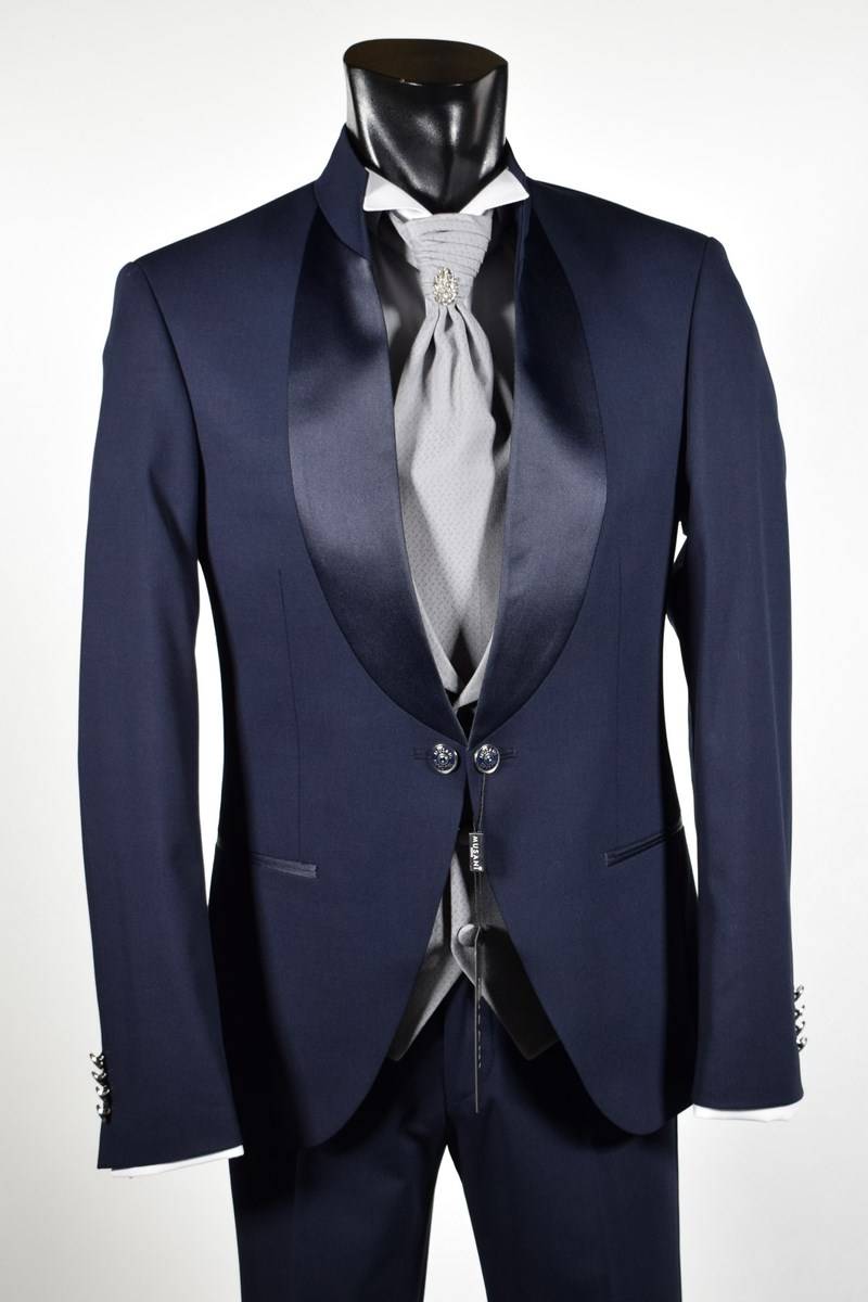 Musani Milano Cerimonia Abito Musani Cerimonia Blu Modello Coreano Slim Fit
