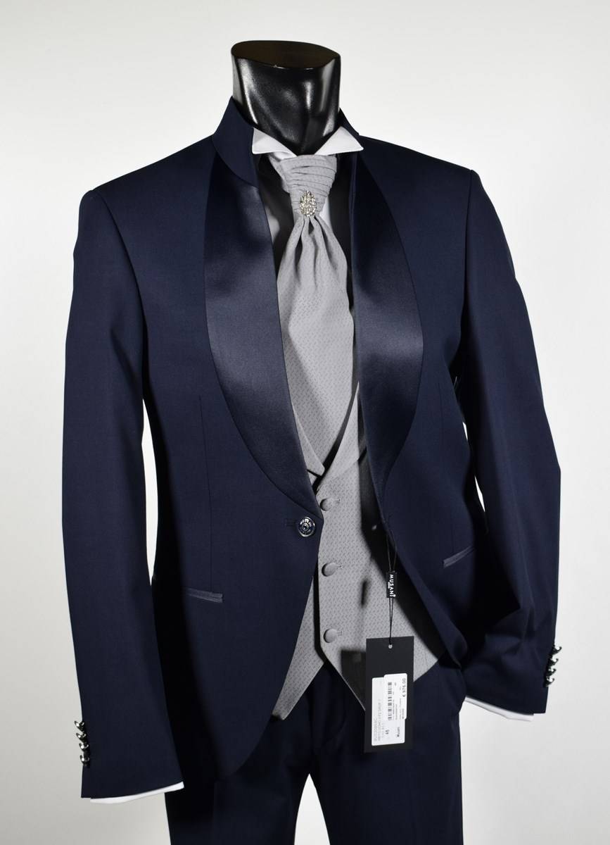 Musani Milano Cerimonia Abito Musani Cerimonia Blu Modello Coreano Slim Fit
