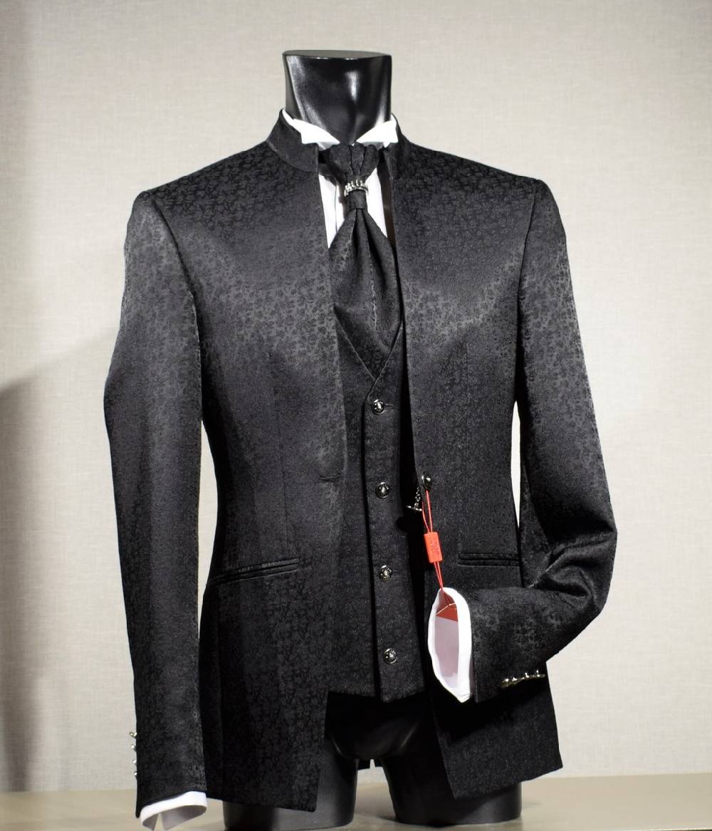 Musani Milano Cerimonia Abito Musani Cerimonia Nero Damascato Slim Fit