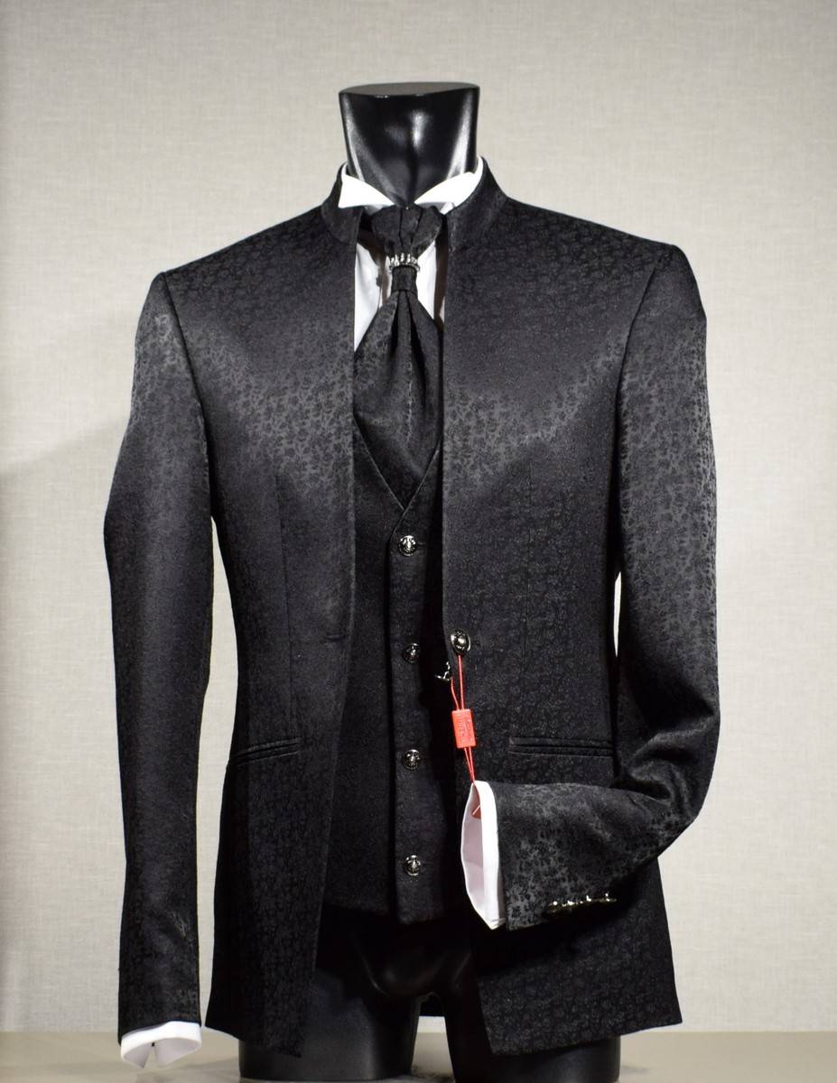 Musani Milano Cerimonia Abito Musani Cerimonia Nero Damascato Slim Fit