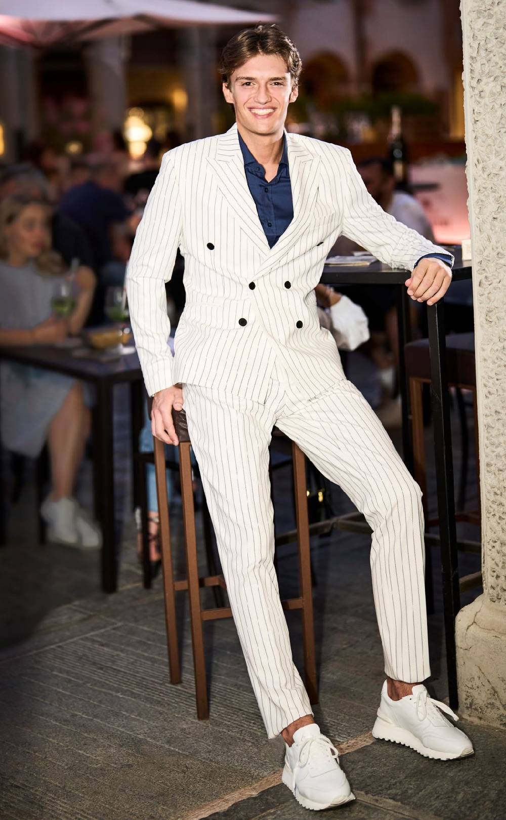 Musani Milano Cerimonia Abito Musani Gessato A Doppio Petto Slim Fit