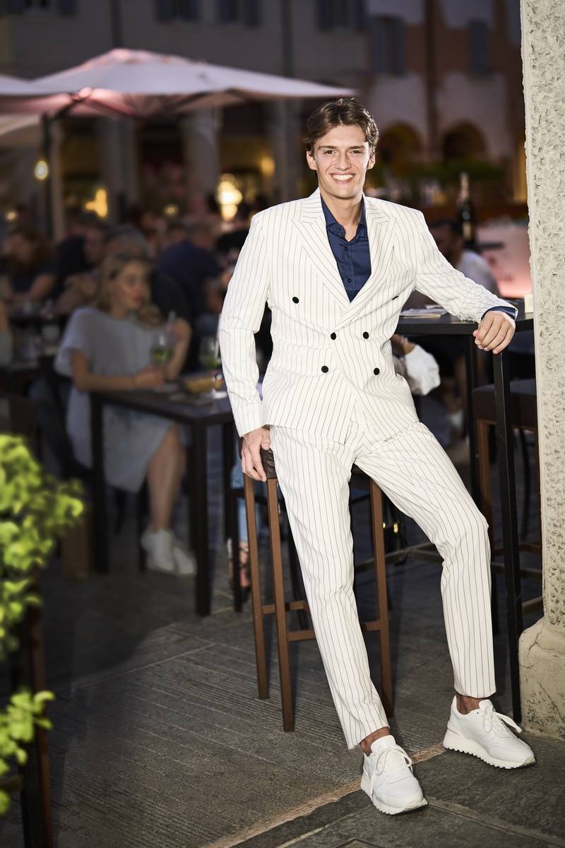 Musani Milano Cerimonia Abito Musani Gessato A Doppio Petto Slim Fit