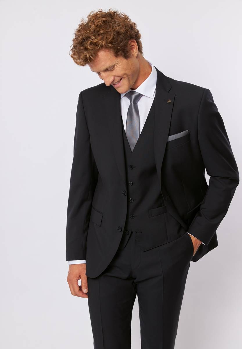 Roy Robson Abito nero con gilet roy robson drop sei regular fit