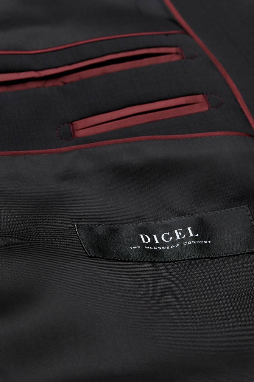 Digel Abito Nero Digel Drop Quattro Corto In Pura Lana Vergine Marzotto Super 100