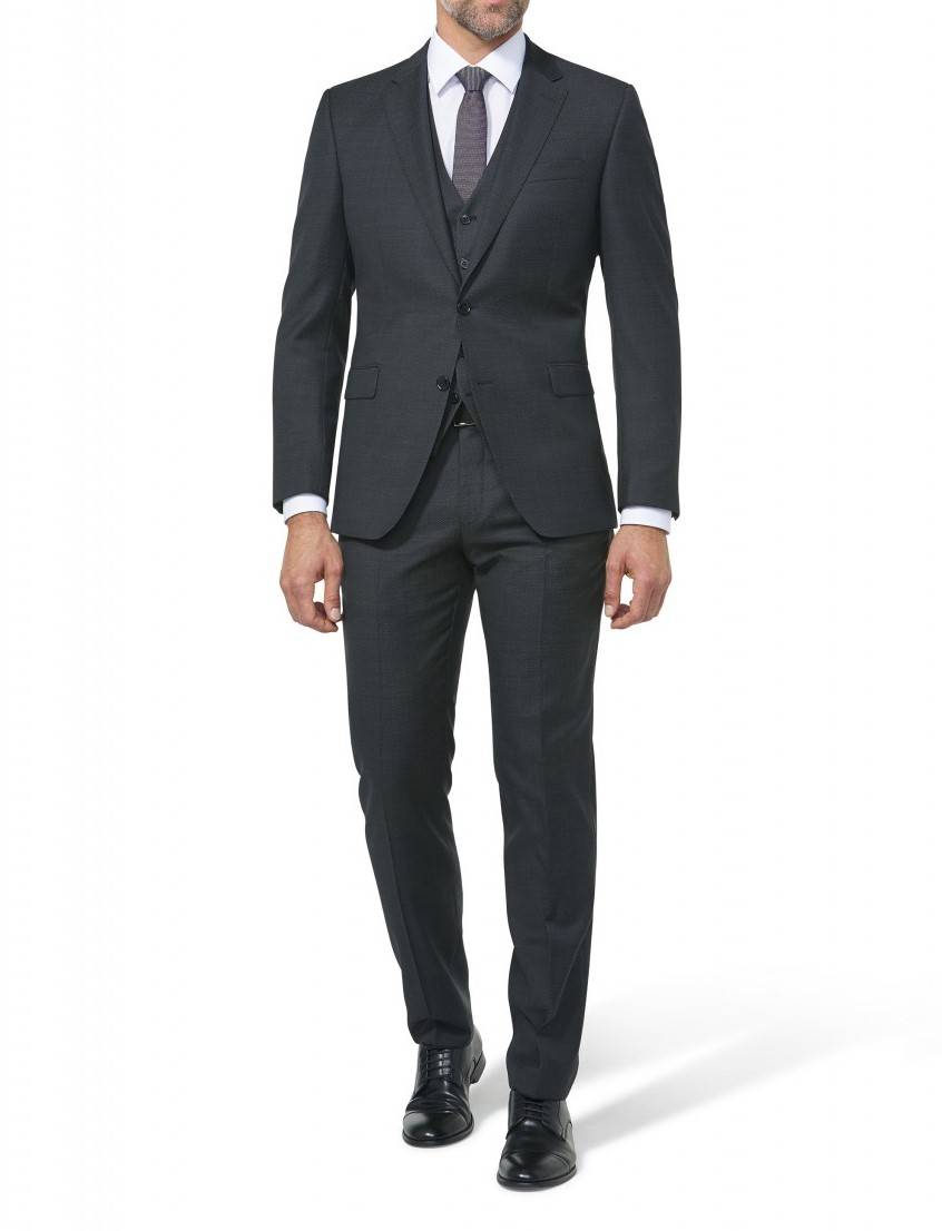 Digel Abito nero digel drop sei modern fit con panciotto in lana reda 110's