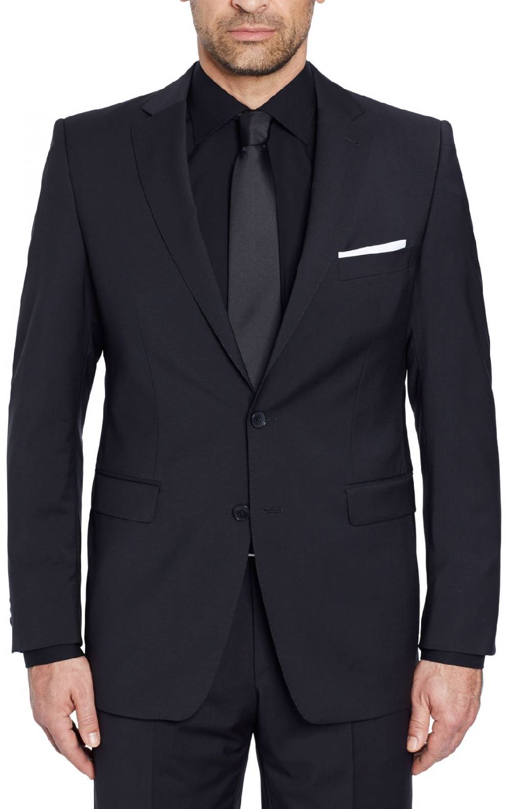 Digel Abito Nero Digel Drop Sei Modern Fit In Pura Lana Tessuto Marzotto 100's