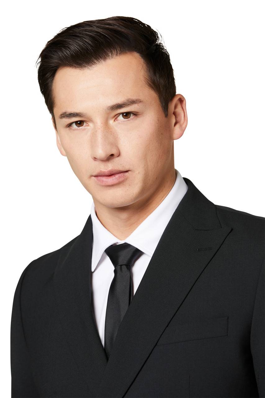 Digel Abito Nero Digel Slim Fit Doppiopetto Misto Lana Bi-stretch