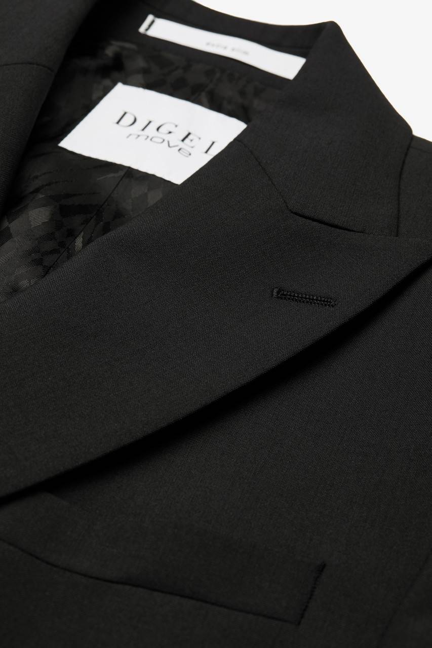 Digel Abito Nero Digel Slim Fit Doppiopetto Misto Lana Bi-stretch