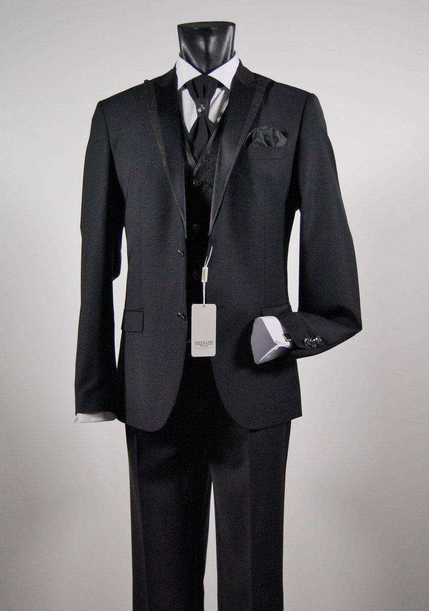 Musani Milano Cerimonia Abito Nero Musani Cerimonia Uomo Drop Sei Lana Stretch