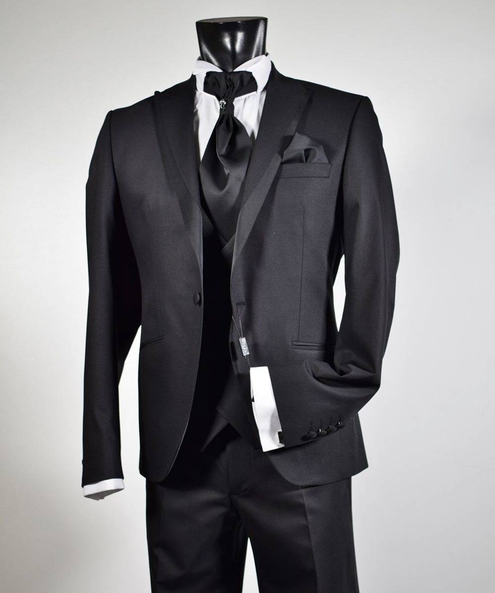 Musani Milano Cerimonia Abito Nero Slim Fit Musani Cerimonia Con Petto A Lancia