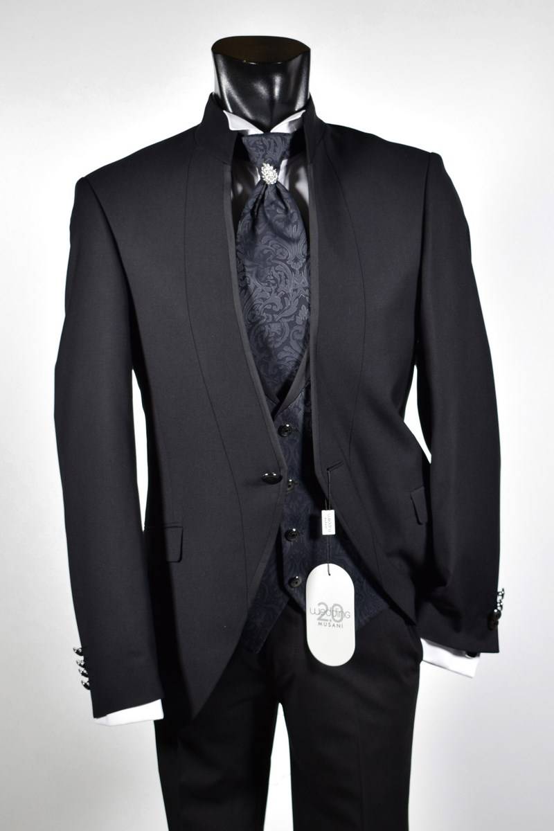 Musani Milano Cerimonia Abito Nero Slim Fit Musani Cerimonia Modello Alla Coreana