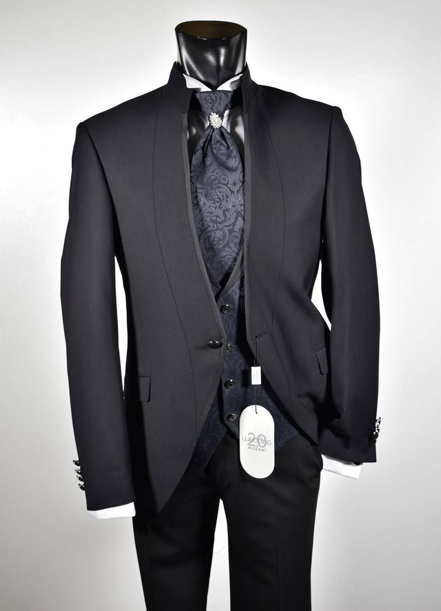Musani Milano Cerimonia Abito Nero Slim Fit Musani Cerimonia Modello Alla Coreana